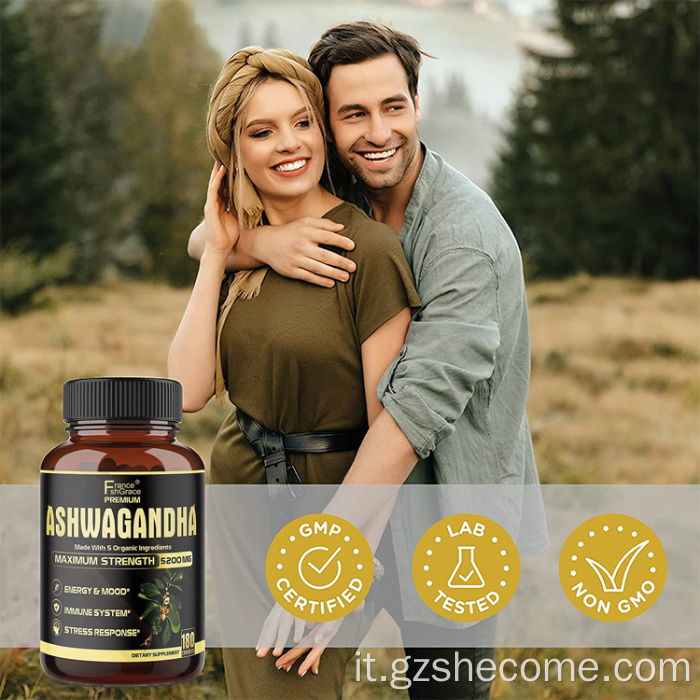 Supplemento delle capsule Ashwagandha per il supporto alla risposta allo stress